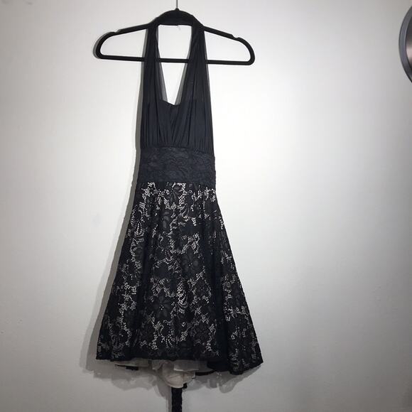 FE FOREVER Black Lace Halter Dress Size Medium - Picture 1 of 9